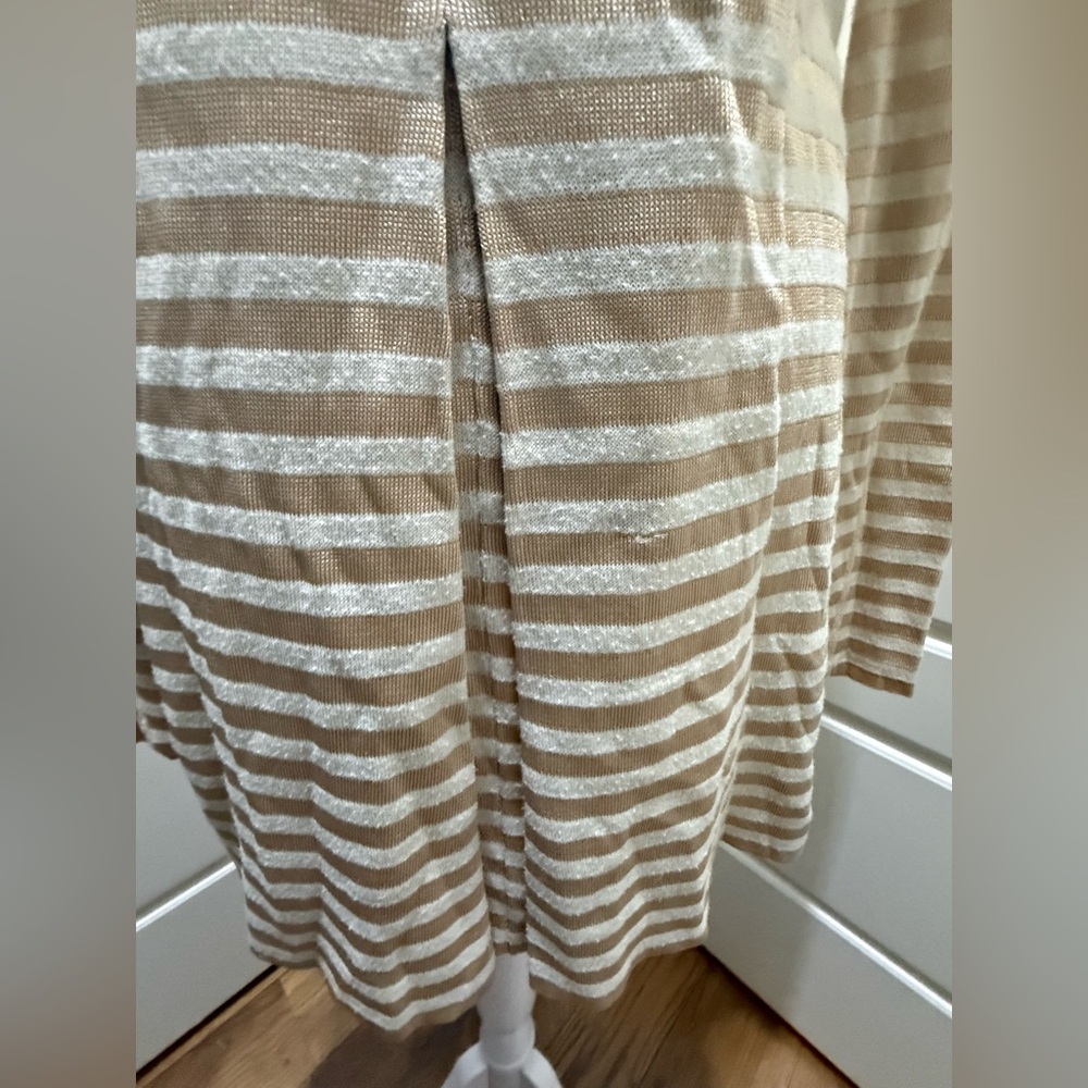 Emporio Armani. Beige Striped Open Cardigan. Size 6. - Picture 8 of 11